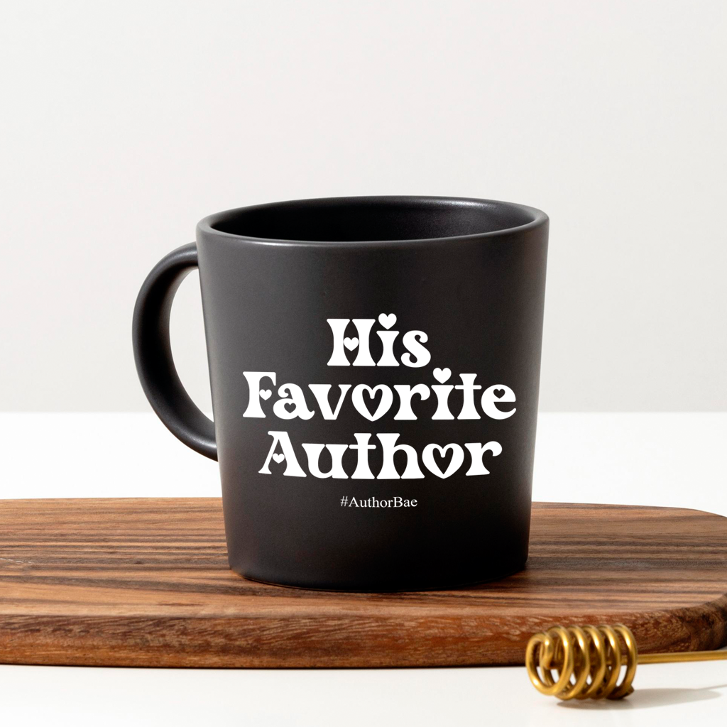 His Favorite Author Black Glossy Mug