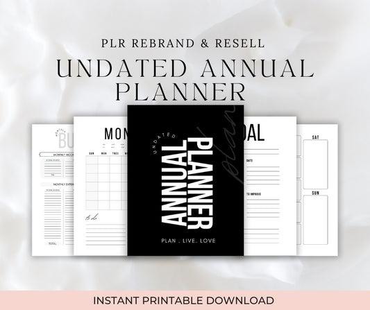 "Undated Annual Planner" PLR Canva Template